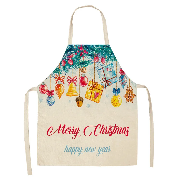 Cheap Bulk Christmas Couple Kids Red Santa Kitchen Apron Christmas Printed Letter Gift Aprons