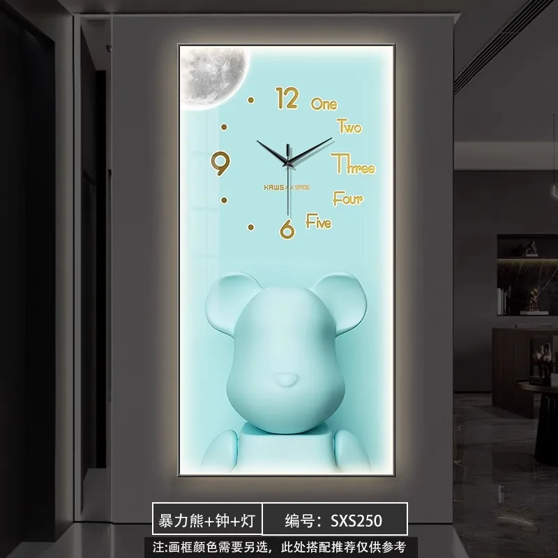 Fashion Creative Nordic Art Living Room Wall Clock Combination Decorative Crystal Porcelain Painting Clock  decoracao de  parede