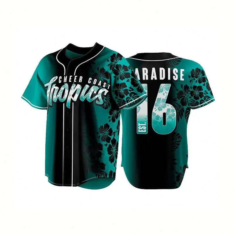 OEM wholesale price floral baseball jersey custom made in factory