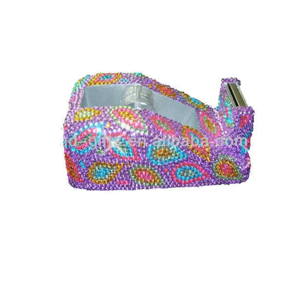 Bling Bling Pink Crystal Beaded Metal Tape Dispenser