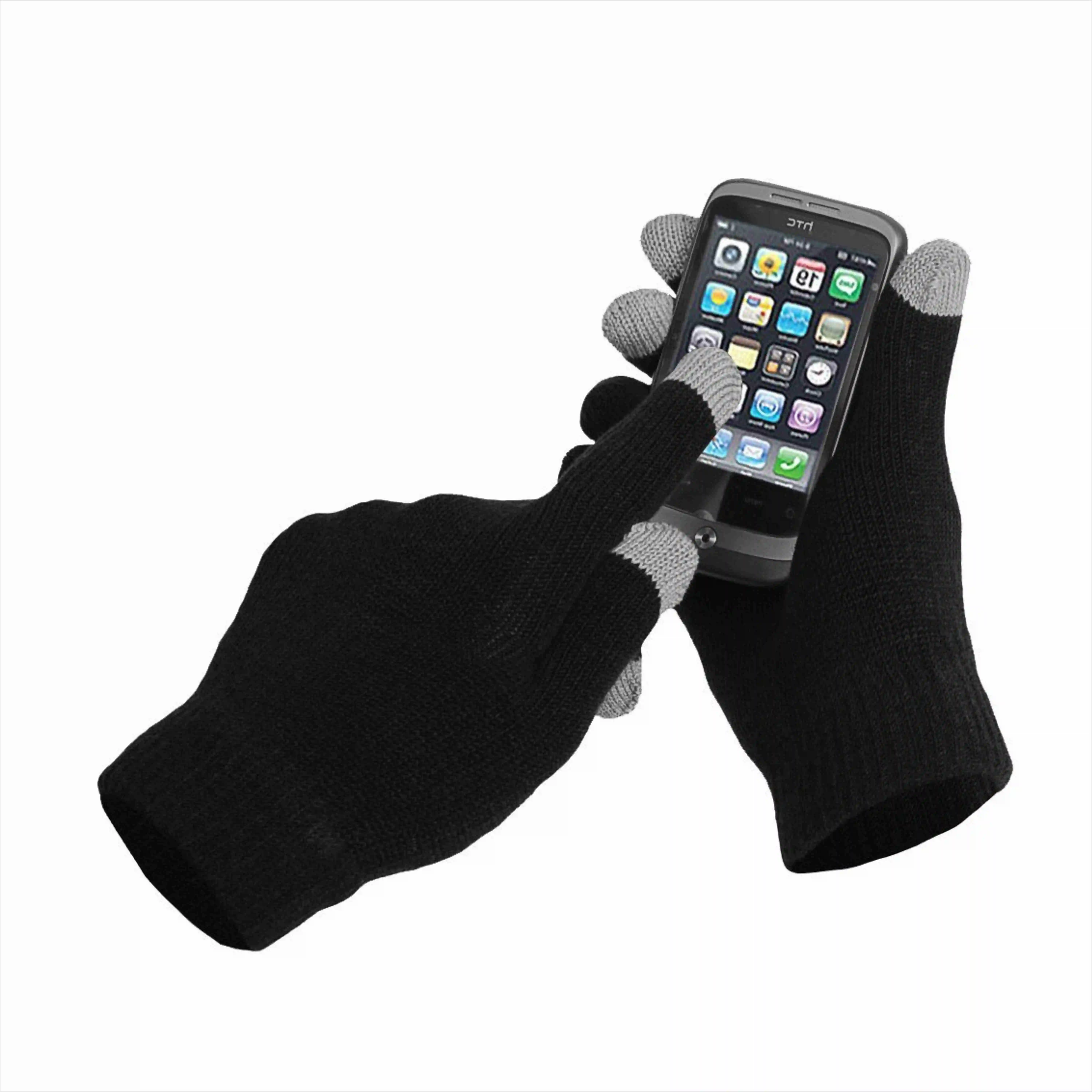 Cheap Unisex Soft Acrylic Knitted Winter Touch Screen Gloves for Smartphones and Tablets