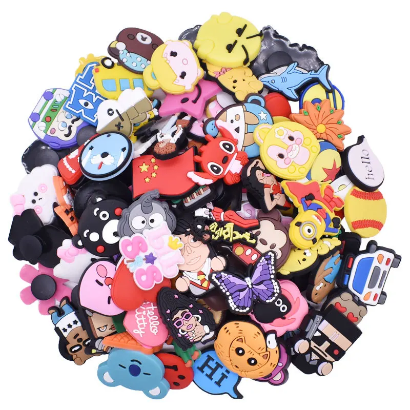 fashionable shoe decorations cartoon shoe charms washable shoe parts in soft pvc