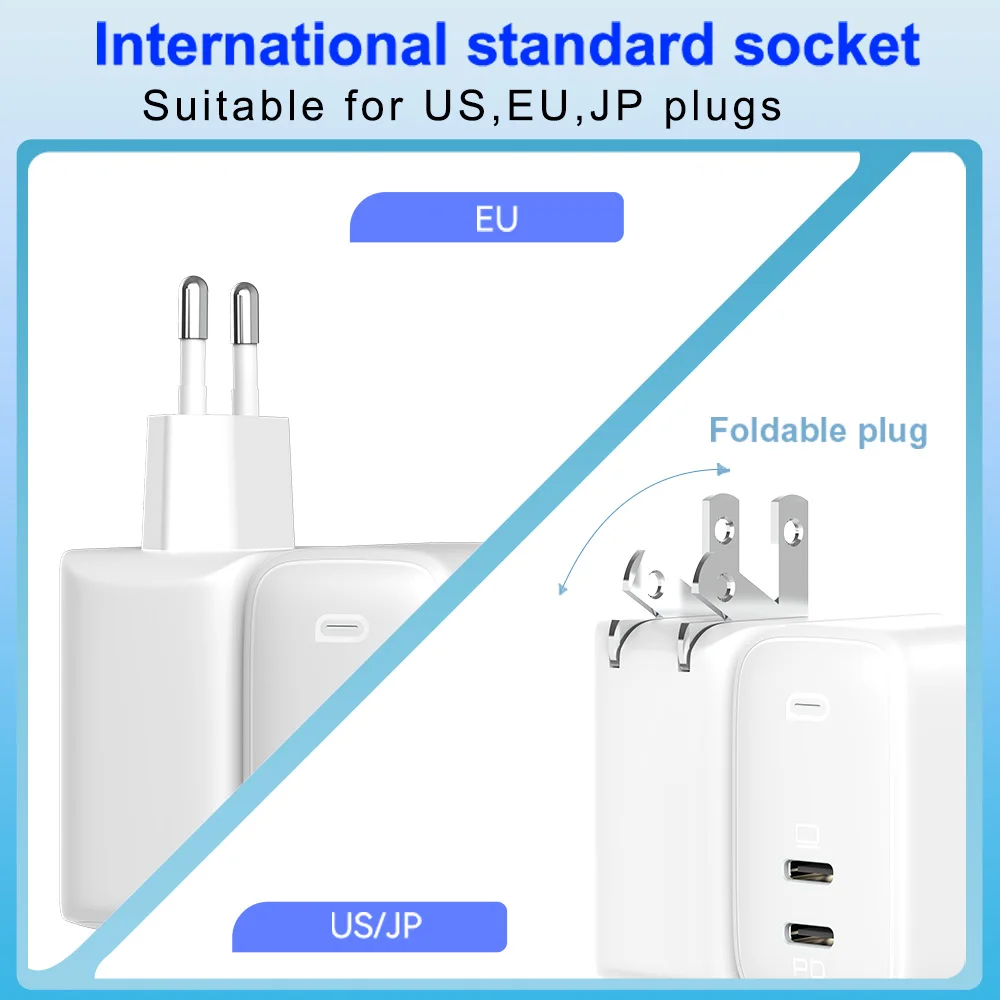 Portable GaN Usb Type c Qc3.0 Mobile Phone Laptop Mini 40w 45w Pd Dual 45 w Eu Us Pd45w 35w Wall Charger For Samsung Macbook
