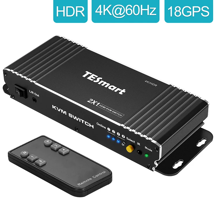  Новый дизайн высокое качество 2x1 HDMI KVM переключатель 4K @ 60 Гц 4:4:4