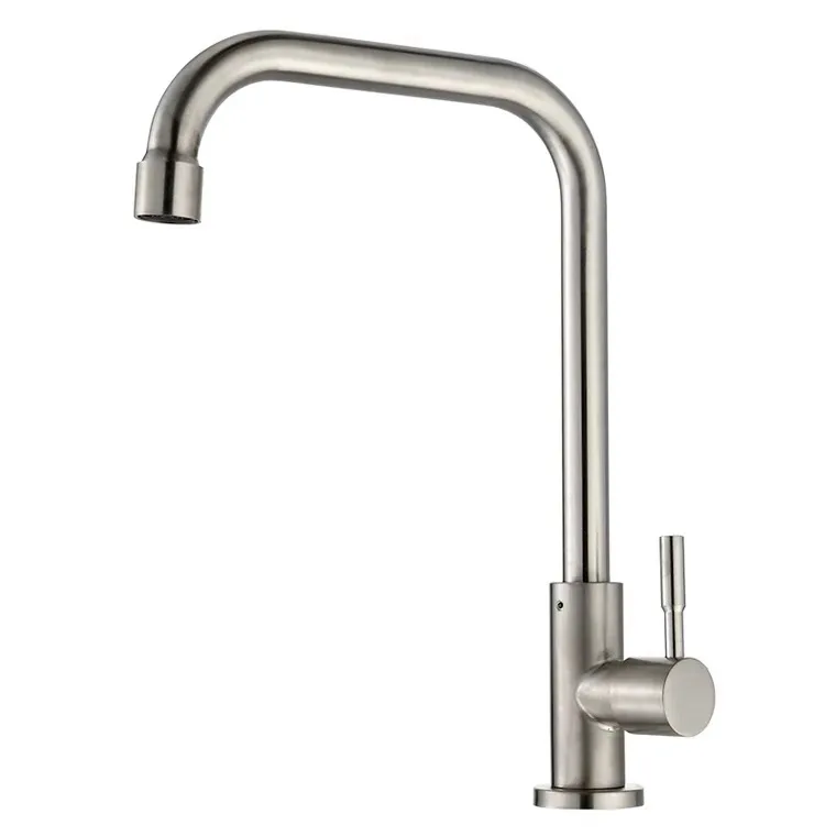 Factory Direct Classical Stainless Steel Swivel Spout Single Cold Water Mixer Kitchen Sink Faucet Taps