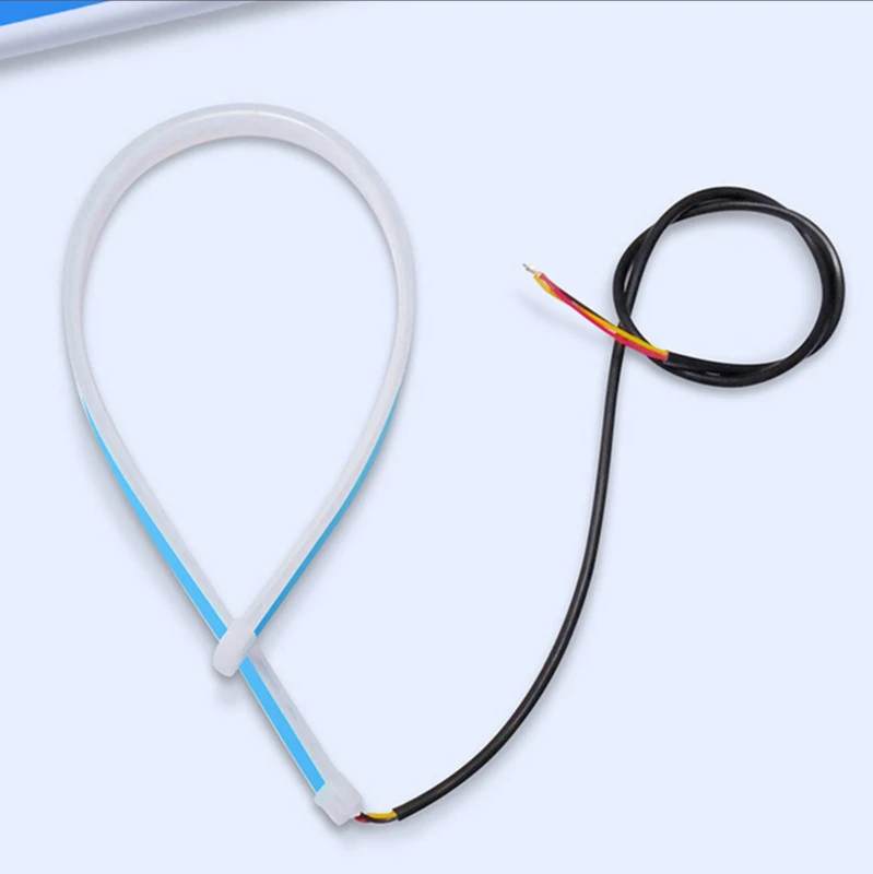 2pcs Car LED DRL Lamp Strip Car Daytime Running Light 12V Turn Signal Light Flexible Waterproof Soft Tube Guide Light Strip