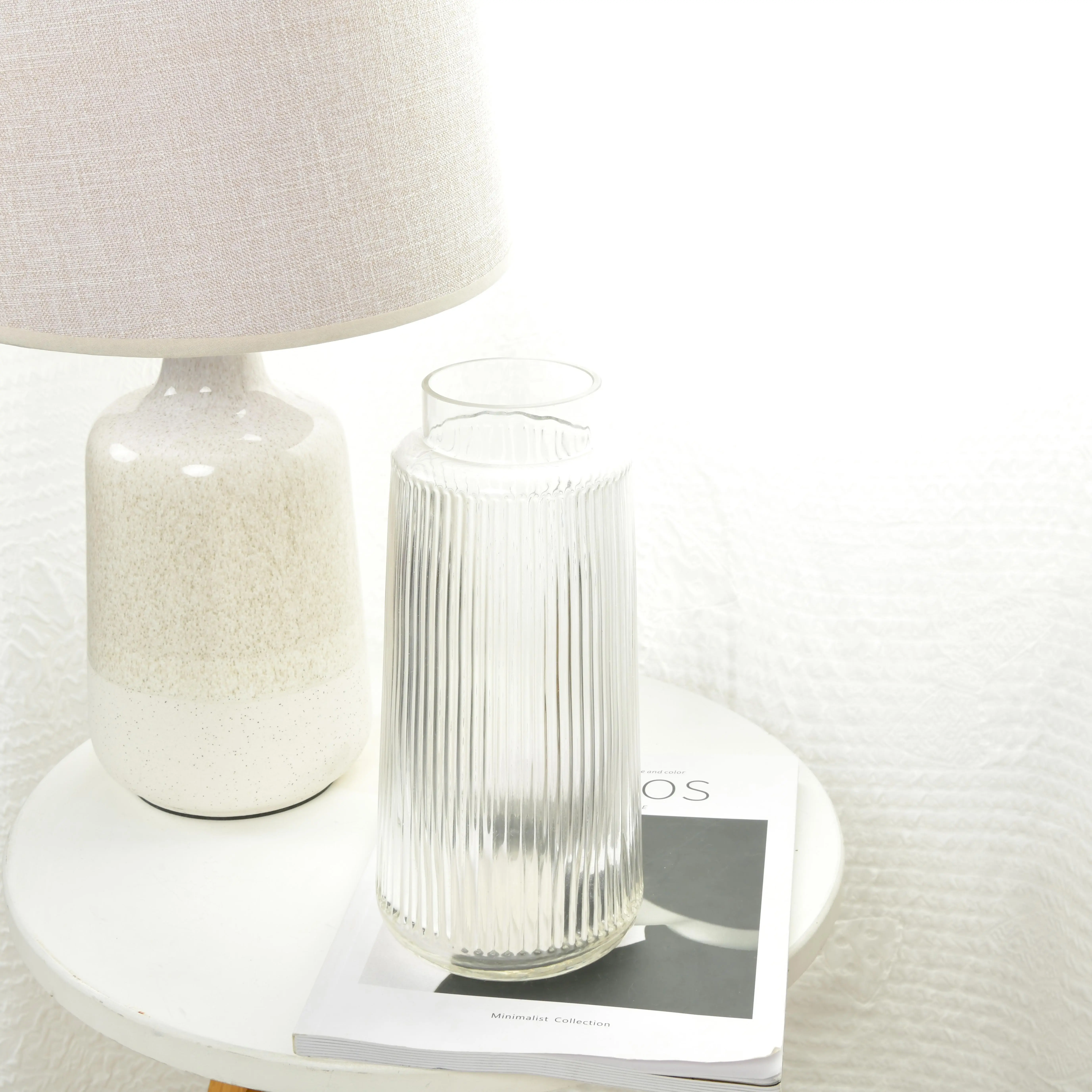 Translucent Striped Glass Vase Glass Cylinder Vases Flower Vase Home Decor