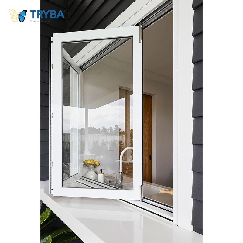 Wholesale Soundproof aluminium profile double glass folding window for kitchen