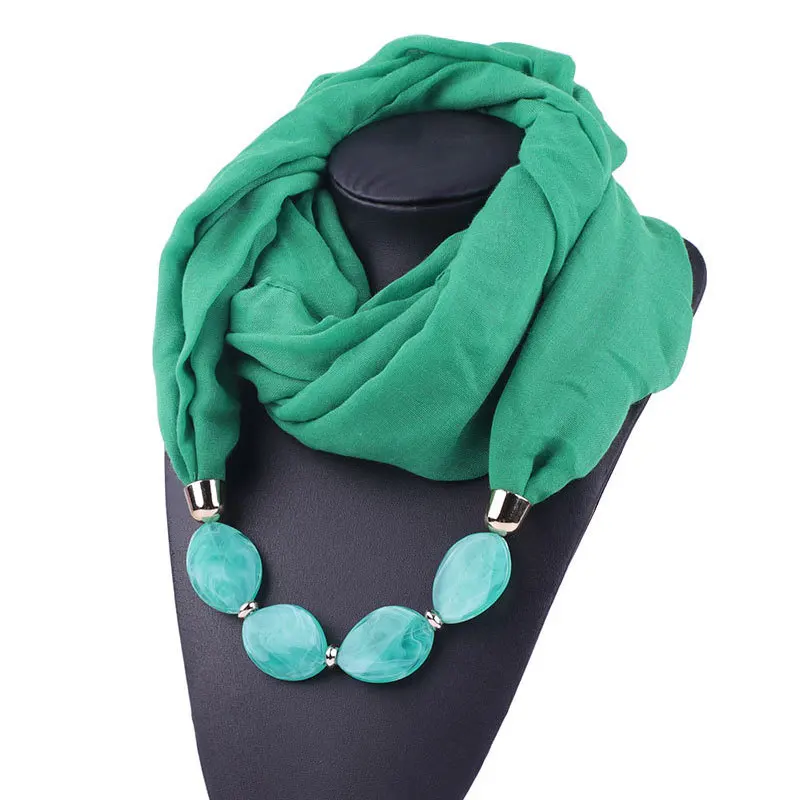 Wholesale New Cotton Voile Scarf Jewelry Accessories Small Neck Scarf Women Solid Color Necklace Pendant Shawls Round Scarves