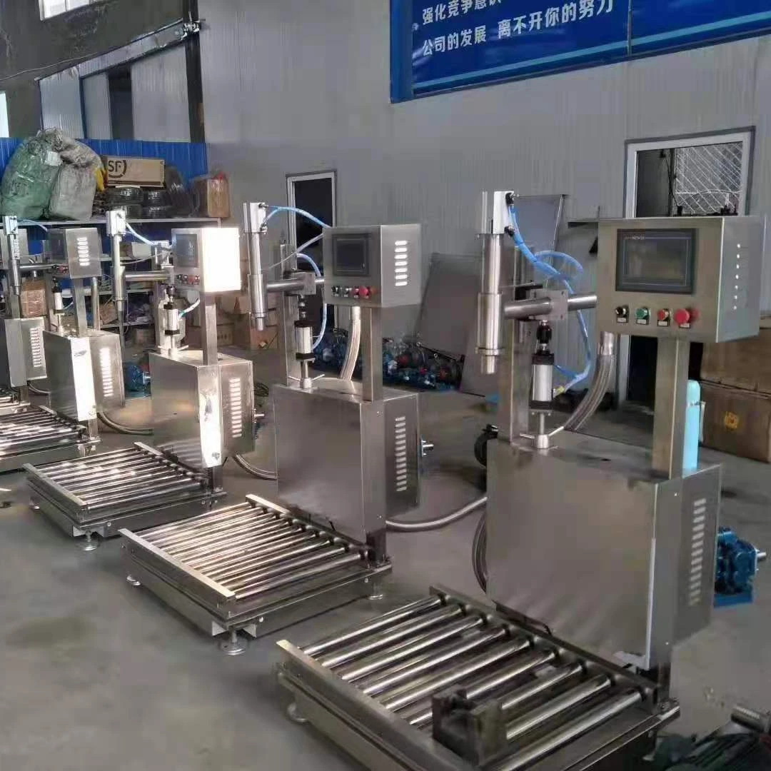 Semi Automatic Production Line Double Head Bucket Pail Weighing Type Lube Oil Liquid Jar Filling Machine Bottler Filling AC220V