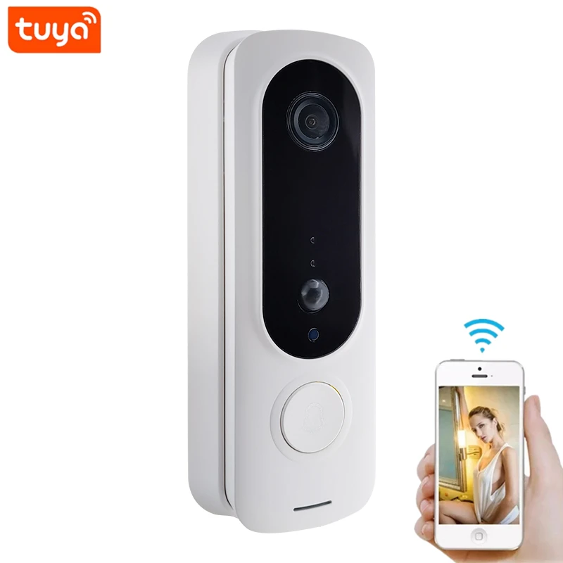 1080p Tuya Smart Home видео-дверной звонок беспроводной дверной звонок скрытого камеры двухстороннее аудио движения Pir видео домофон
