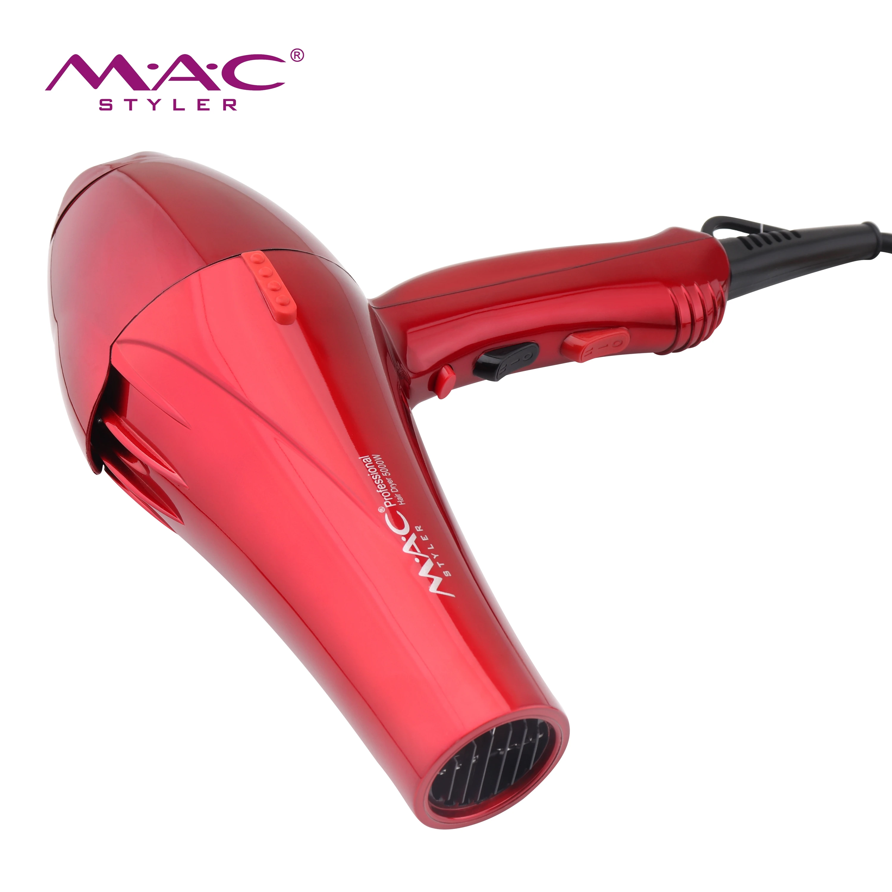 MAC Styler Wholesale 5000W Motor Hair Dryer Red Negative Ion Blow Dryers Ac Motor Hot And Cold Air Blow Dryer