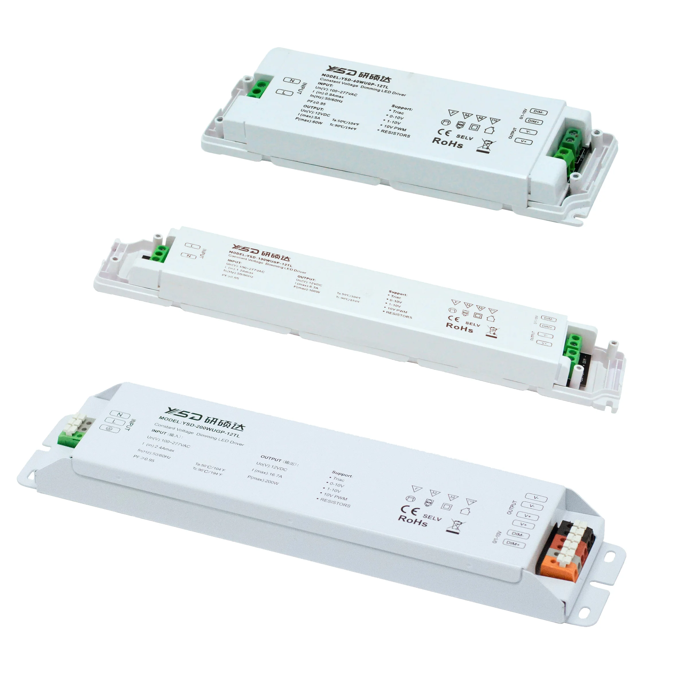 Диммируемый Светодиодный источник питания 60 Вт 100 150 200 300 Triac 0-10 В 12 24 светодиодный с постоянным напряжением драйвер регулируемой