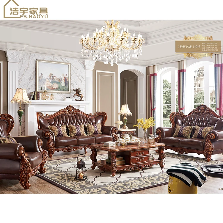 4 Piece Luxury European Style Top Royal Embroidery  Australia Hot Fabric Sofa Leather Material European Style Sofa Set