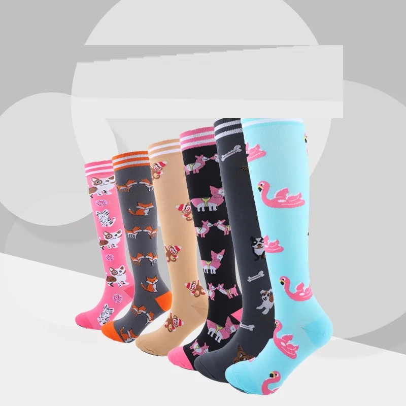 Custom Pattern Breathable Colorful Fancy Knee High Graduated Medical Compression Socks