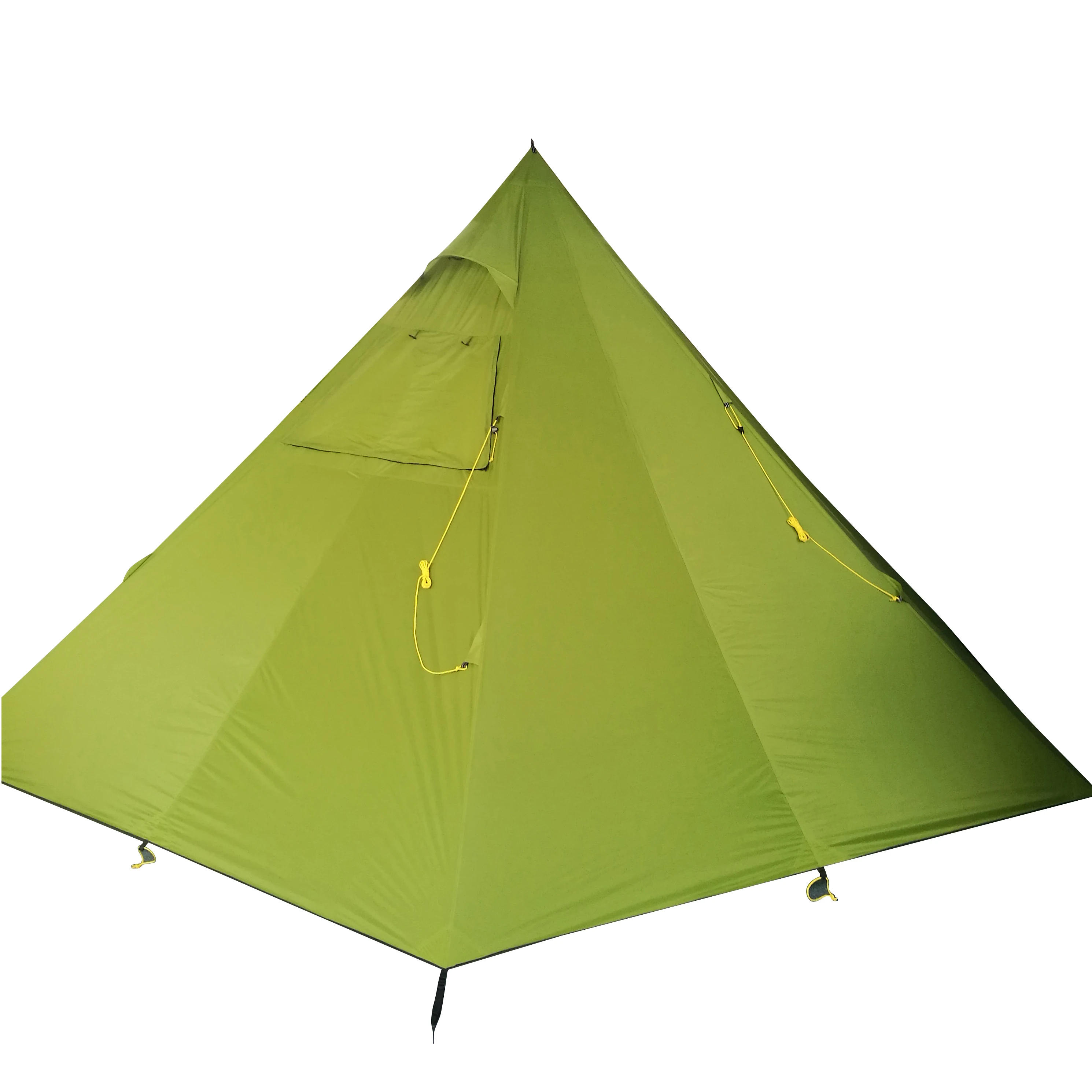 Outdoor Double Siliconized 20D R/S Nylon Super Light Luxury Compact Pyramid Tent with Telescopic Aluminum Pole and Stove Jack