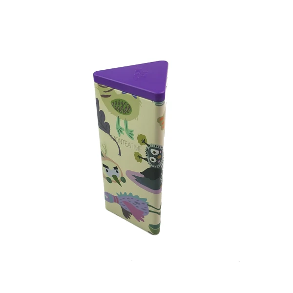 Printed triangle shape tin box gift chocolate bar tin packaging box tea tin box