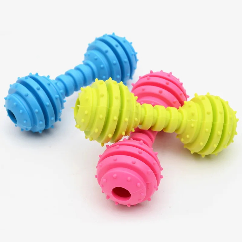 Wholesale Colorful Bone Shape TPR Pet Dog Toy Barbell Dog Chew Toy