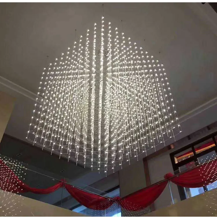 Customized Modern creative LED Big Foyer Large Crystal Chandelier lights for hotel