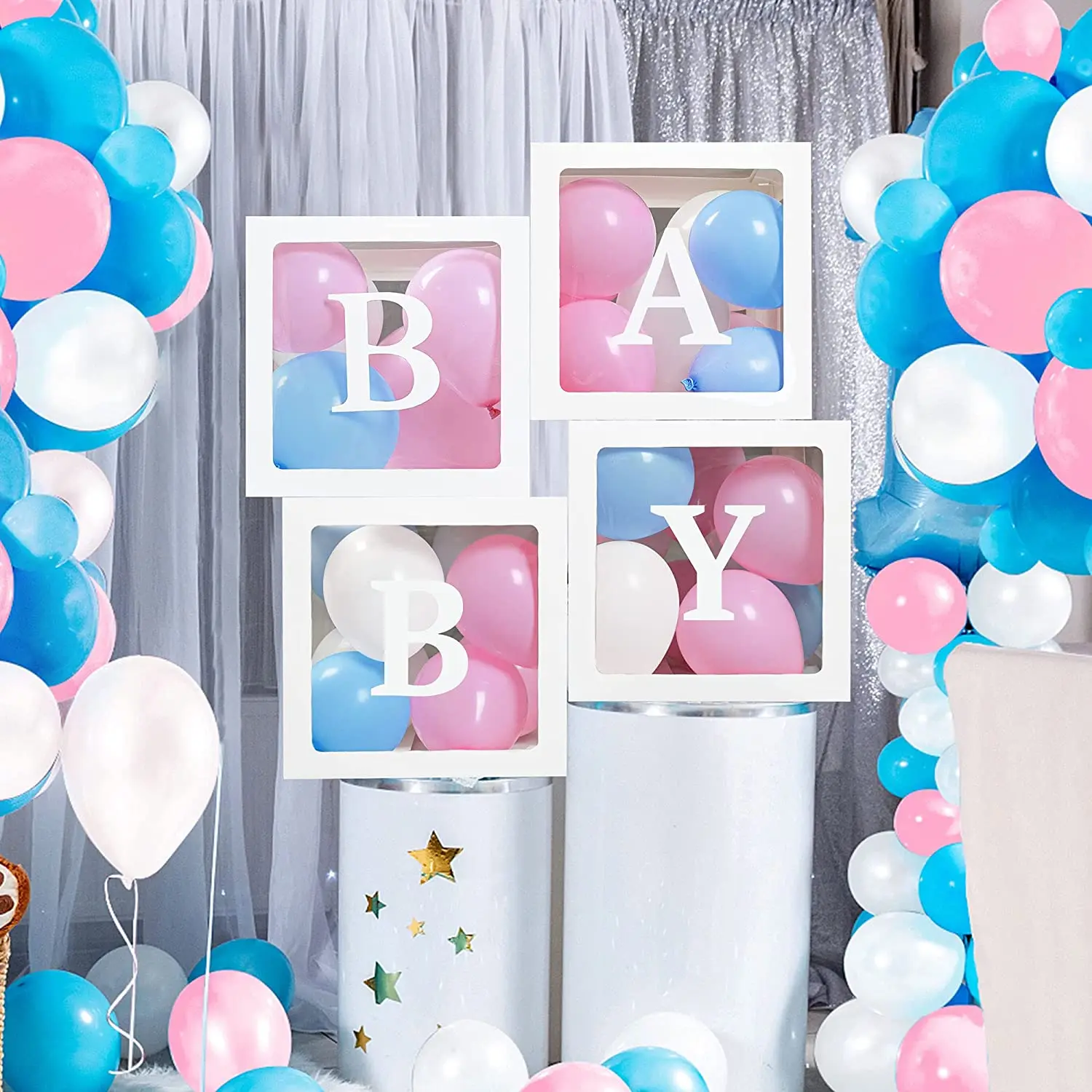 Complete Set with balloon Arch  BABY Box Bundle Decorative Letters in Boxes baby boy and girl DIY Decorating Kit