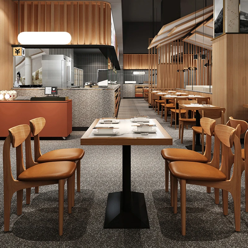 Solid wood restaurant tables and chairs Coffee shop hot pot restaurant milk tea dessert shop sofa furniture dining chair