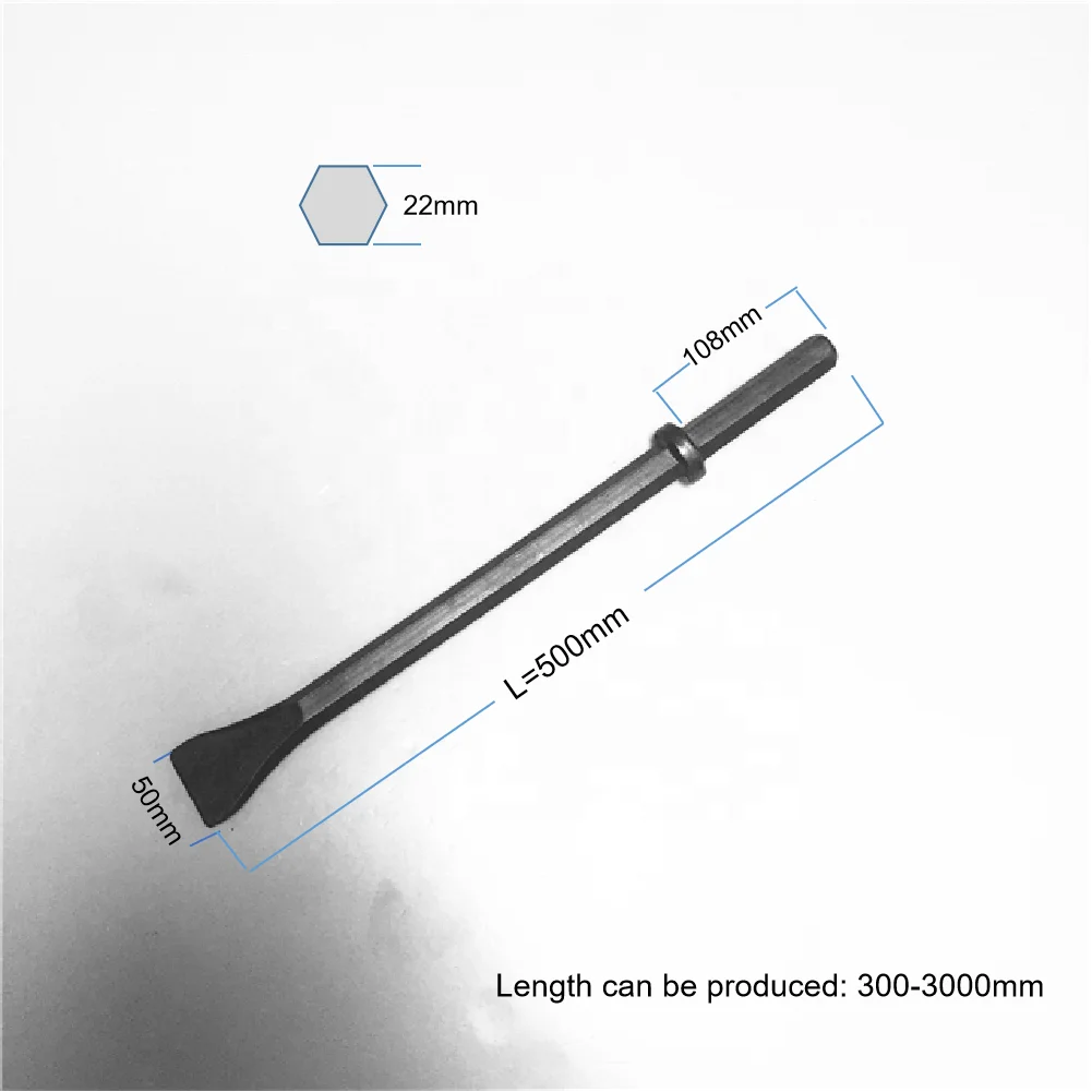 Factory direct sales  pneumatic wide flat chisel for concrete breaker 22*108*500mm