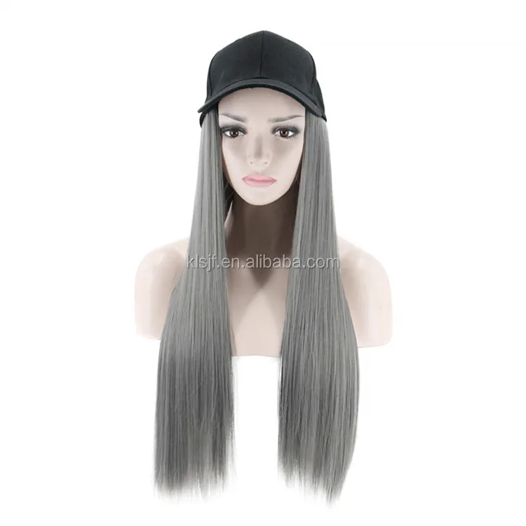
Длинный прямой парик бейсбольная шляпа с волосами для женщин и девушек шляпа парик 