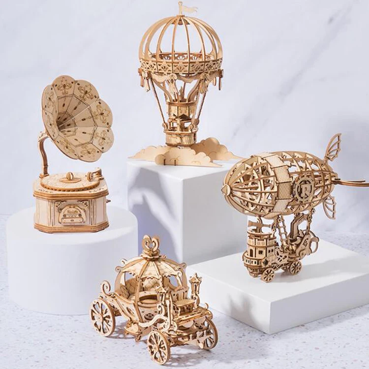 3D Wooden Puzzle DIY Wooden Model Kits Rotating Ferris Wheel Wood craft kits For Teen and Adult Creative Desktop Decoration gift