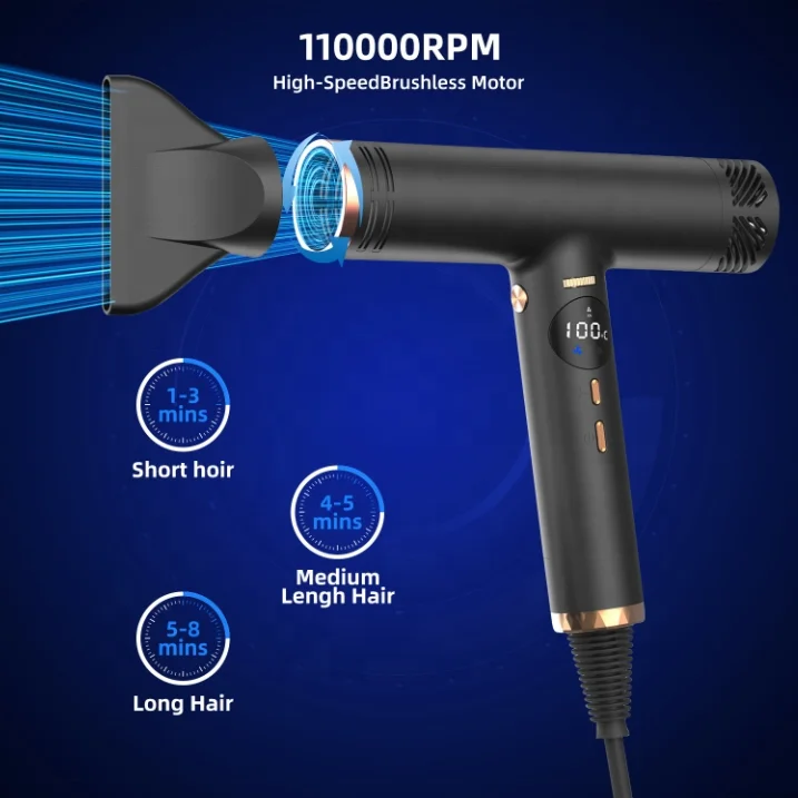 2023 Professional BLDC High Speed Hair Dryer Fast Hairdryer Secadora De Cabello Hot Brush Styler 110000rpm Ionic Hair Dryer