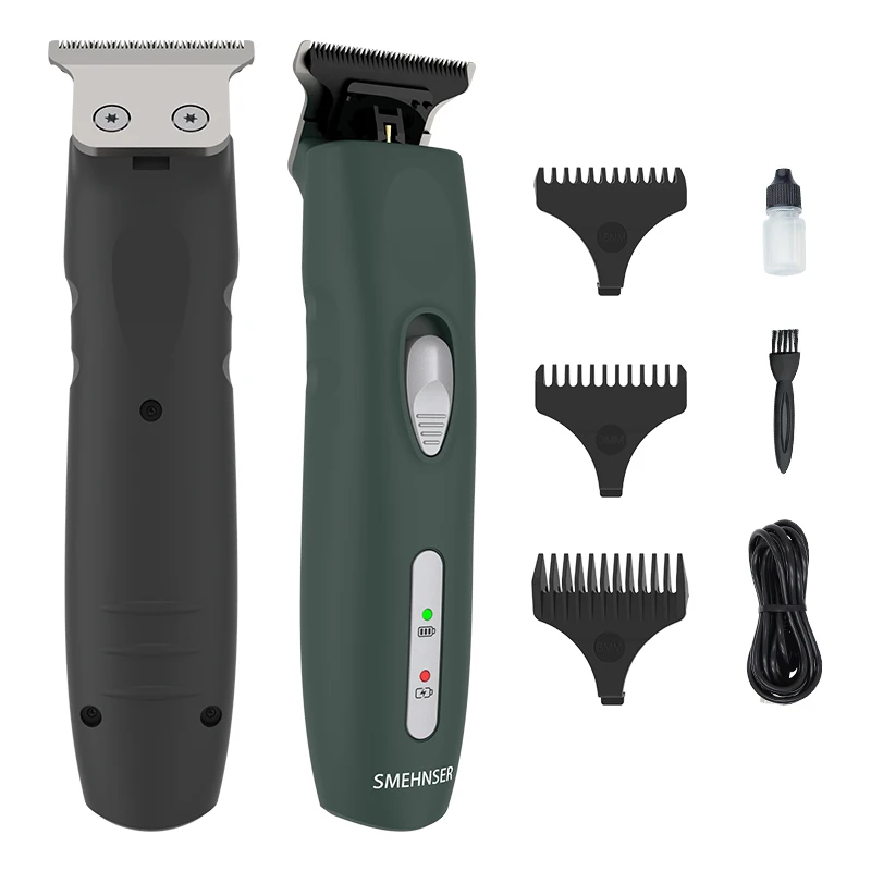 All frosted SMEHNSER Low Noise Powerful Professional Zero Gap Brushless Barber Hair Trimmer with Black Graphite T Blade