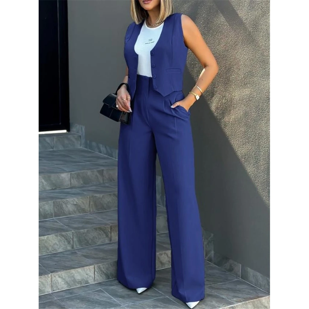 High Quality Bulk Ladies Women Business Formal Office Wear 2 Piece Blazer Suits And Pants Set For Small Business Women Modest