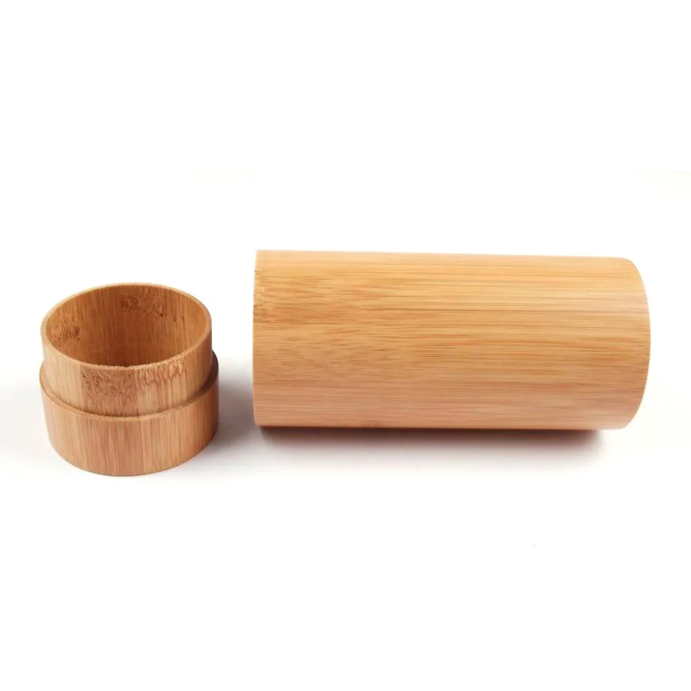 Custom ECO-friendly hard round Cylinder Tube Carbonized bamboo case for sunglasses