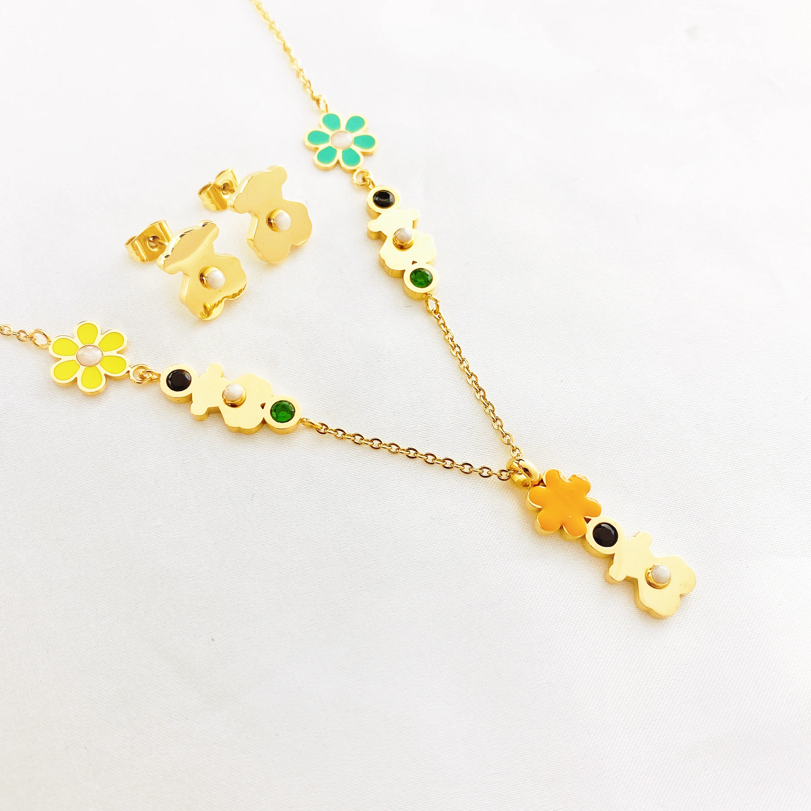 Gold Color Necklaces For Women Cute Bear Pendants Link Chain Necklace Plata De Ley Collares Mujer Jewelry mama necklace