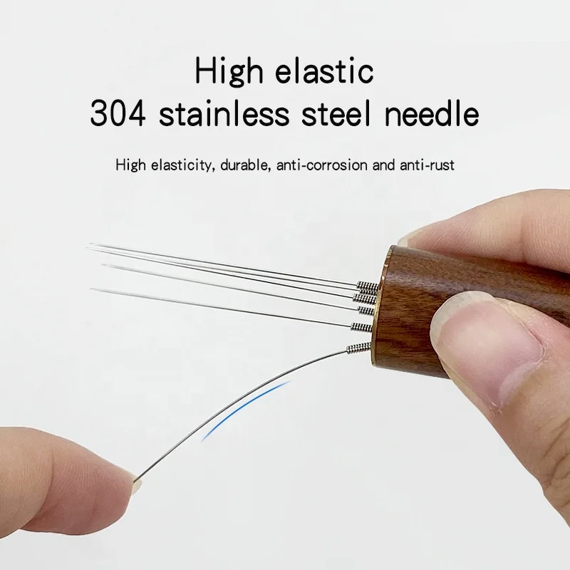 Special Hot Selling Beech Wood Material Barist Accessories Custom Needle Delonghi Distribution Tools Coffee Wdt Tool Espresso