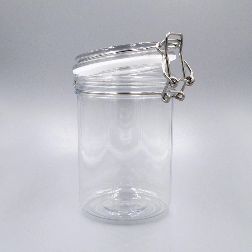 Wholesale Food Storage Container Airtight Plastic Packaging 40ml 60ml 120ml 150ml Air Seal PET Jar With Lock