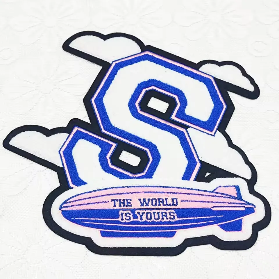 Large Number Letters Design Towel Patch Chenille Alphabet Patch for Clothing Custom Multicolor Chenille Embroidered Patch