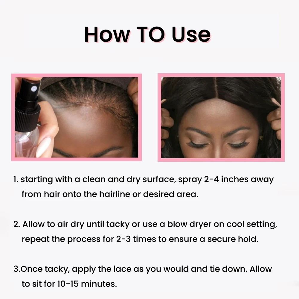 250ml Private Label Long Lasting Formula Infused with Vitamin EGlueless Adhesive Spray Invisible Hair Holding Lace Melting Spray