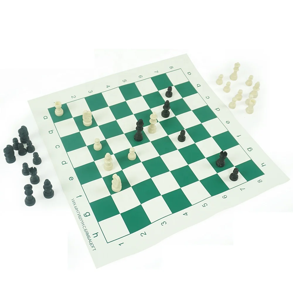 Набор шахматных игр легко взять с собой черно-белые турнирные предметы в зеленой холщовой сумке для путешествий оптовая продажа