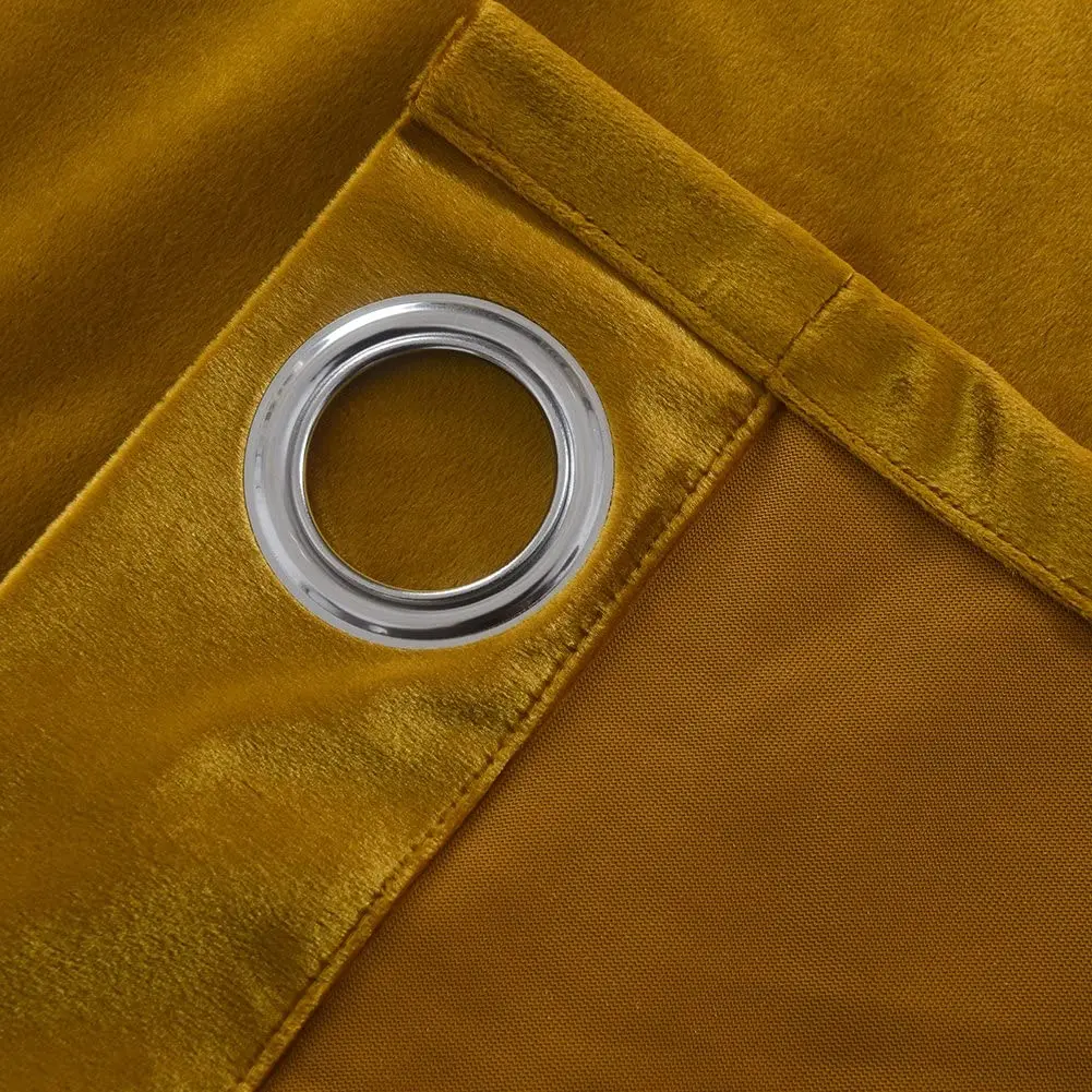 Super soft hand feeling rideau salon velvet Blackout Grommet Curtains Panel, Yellow for living room