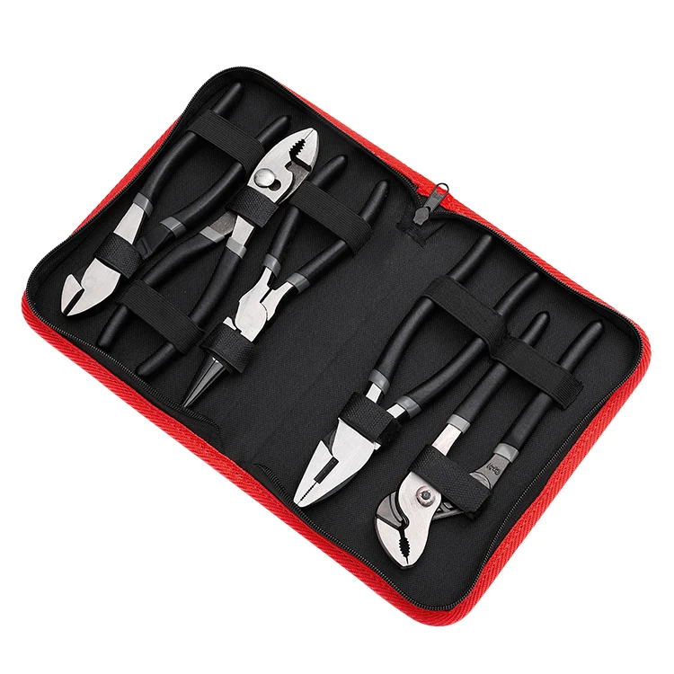 China manufacturer 5 in 1 stainless steel vise grip needle long nose cutting pliers hand tool combination set good tools