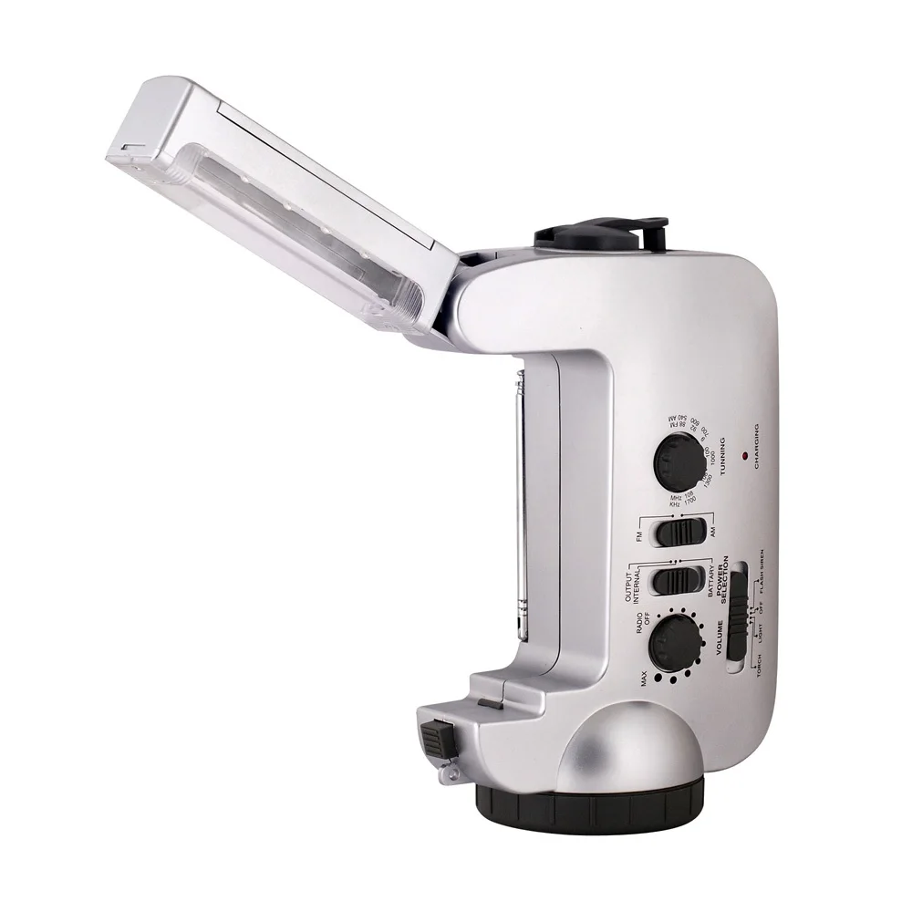 
Hand Crank Dynamo Self Powered Torch Radio with smart phone charger Portable emergency AM/FM radio with LED siren and blinking 