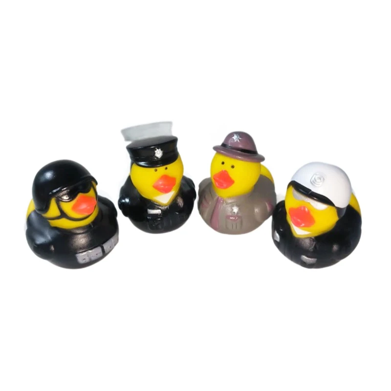 Customized logo 5cm*6cm*6cm Eco-friendly PVC plastic baby Bath Toy policeman rubber duck