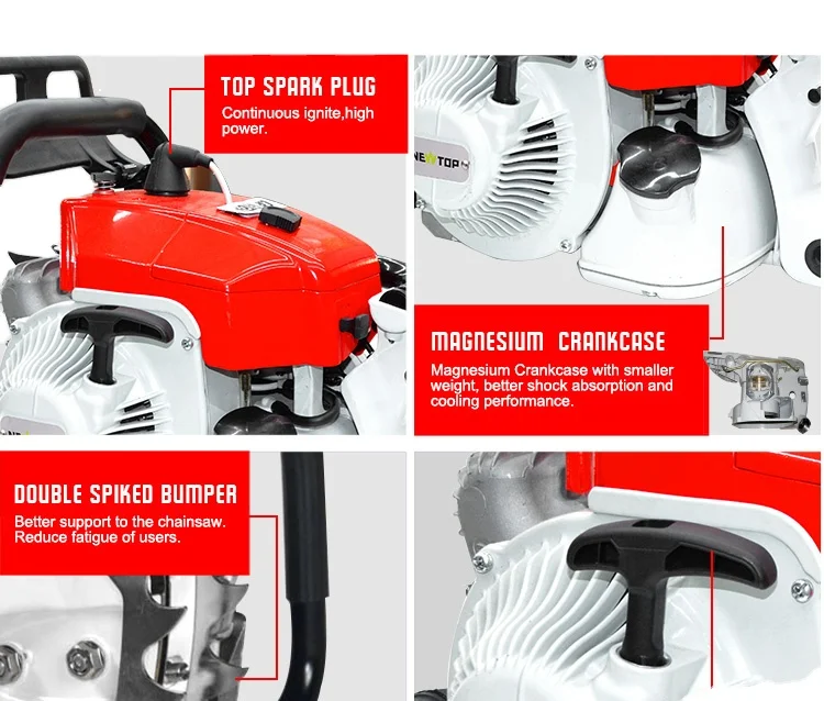 China Low noise forest loghing Chainsaw Manufacturers 105cc Gasoline Chainsaw 070 with anti vibration system