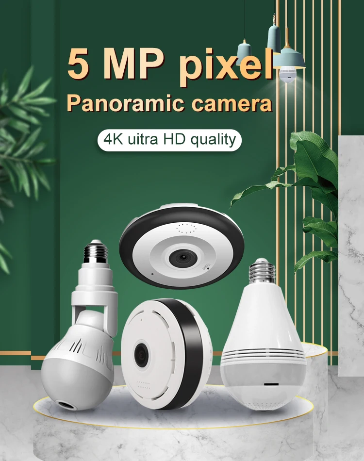 HD 5MP Led Floodlight Wifi Camera Home Light Bulb Camera E27 Lamp Holder Security Cctv Camera Baby Monitors