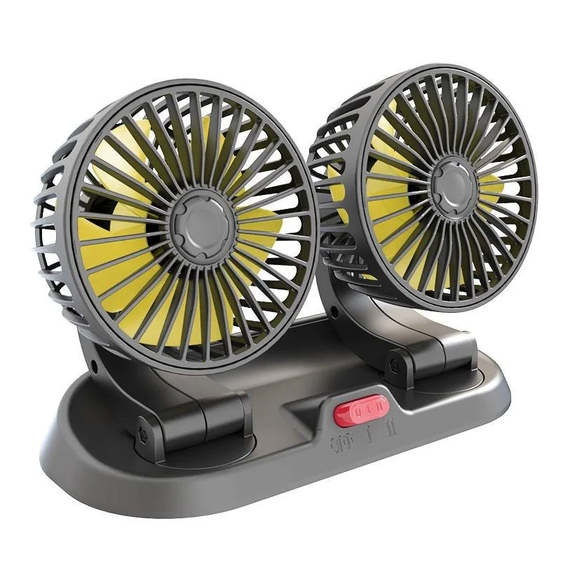 Dc Mini Small Rotatable Car Cooling Fan Universal Dual Head Rotatable Stand Car Fans 12V 24V Usb Free Spare Parts Double Fan 360