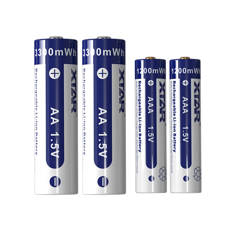 XTAR Factory hot selling 1.5 volt AA 3300mWh AAA 1200mWh rechargeable Lithium li ion battery