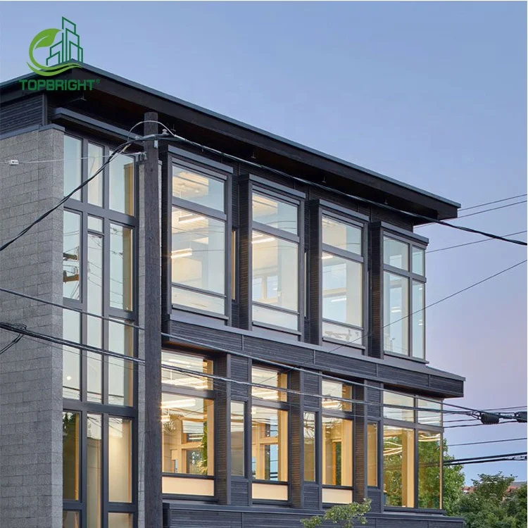 Topbright custom design rain protection floor to ceiling french windows hurricane impact glass windows for houses