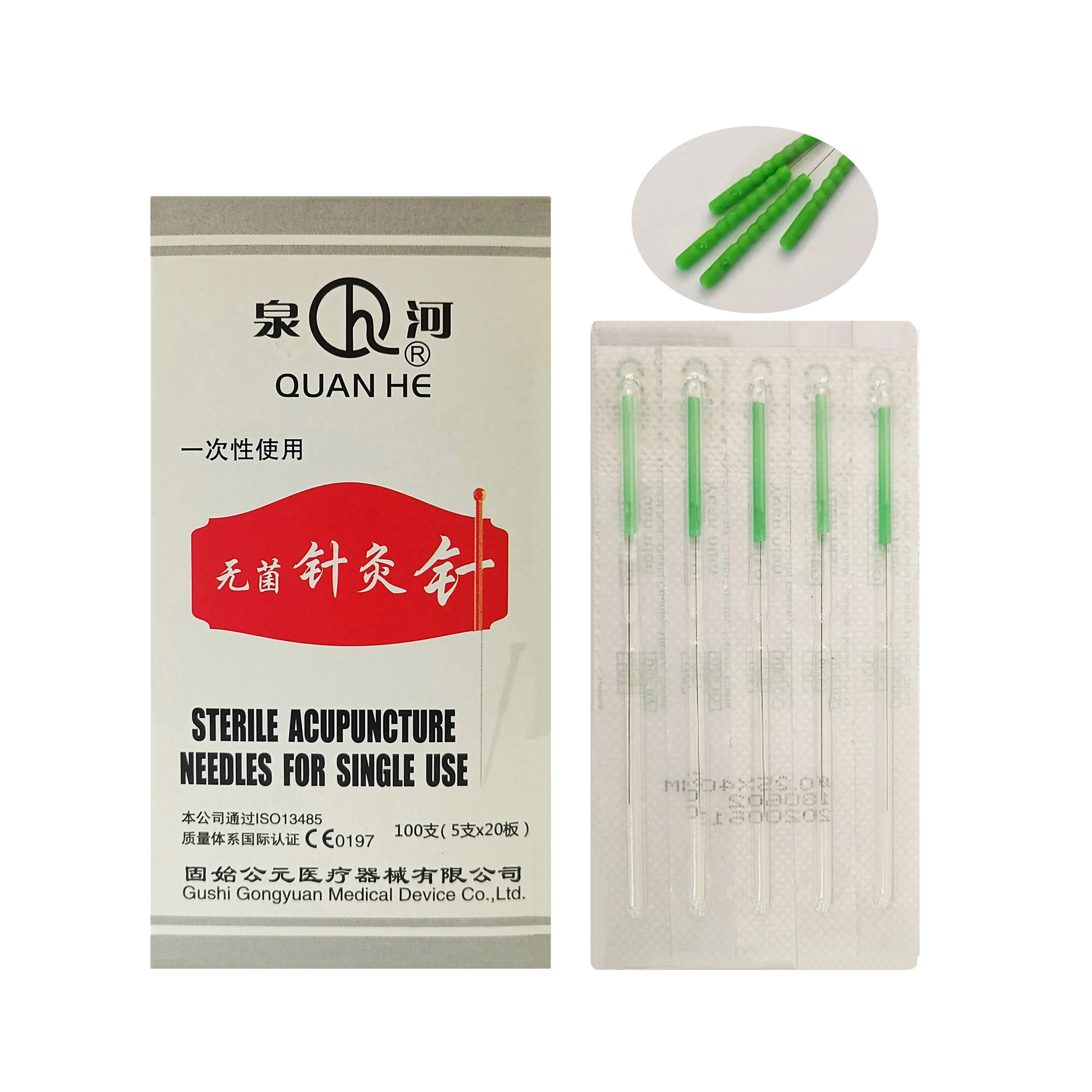 100 pcs Disposable Sterile Dialysis paper packaging Plastic Handle Acupuncture Needles  Single Use