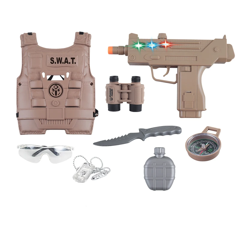 Boy Police Toy Set SWAT Role-playing Game Arms Sound Gun Handcuffs Plastic Simulation Toys