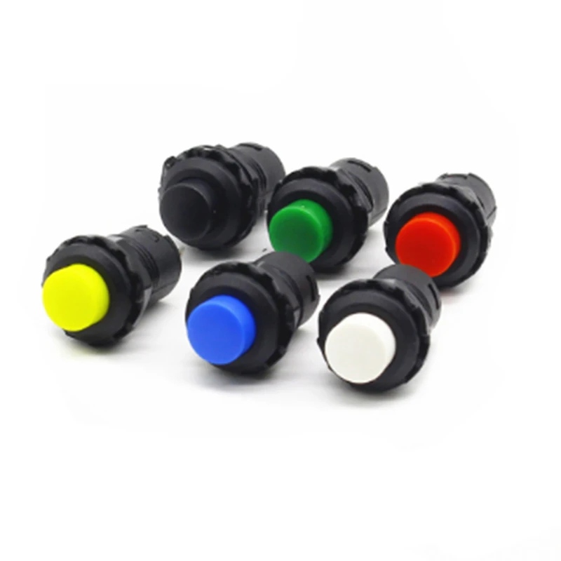 Switch Latching Pushbutton-Switches Self-Locking-Button DS-228 Off-On 10pcs 12mm Maintained
